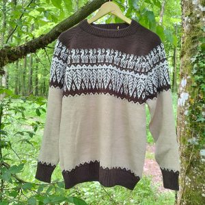 Pull Feuilles marron