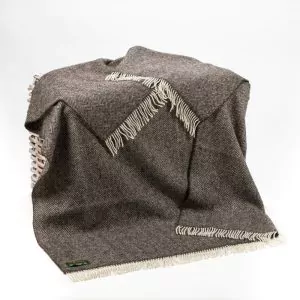 Plaid écologique en laine naturelle gris foncé